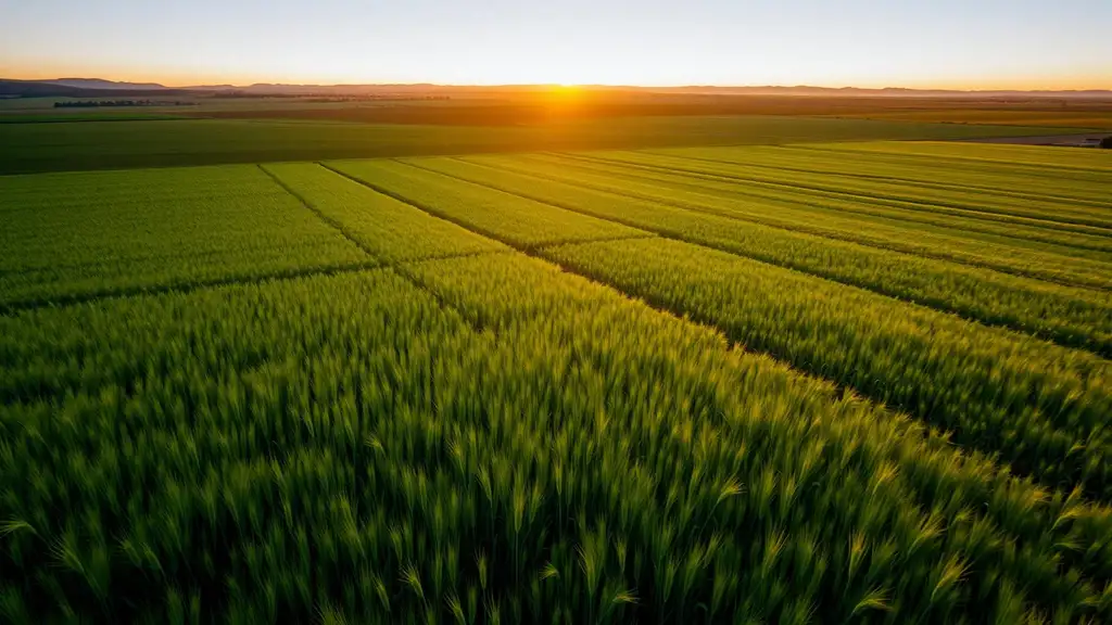 Agricultural field at golden hour